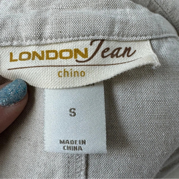 Londonjean Chino Short Sleeve Button Up‎ Top Jacket Linen Cotton Khaki Belted Sm - Picture 6 of 7